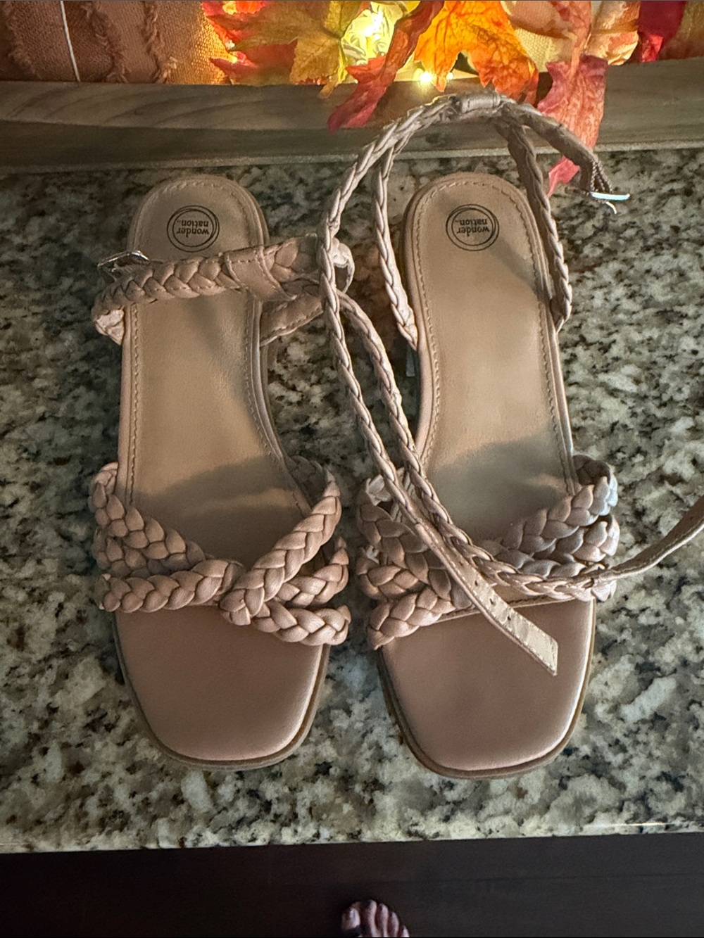 wonder nation Braided Strappy Sandals in Light Nude